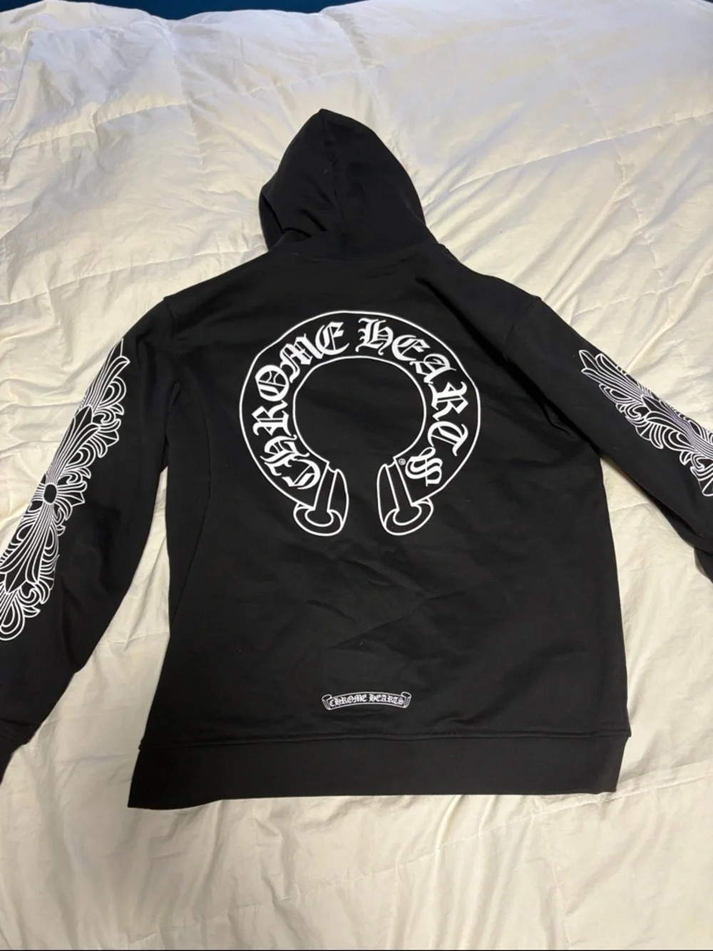 Chrome Hearts Black Hoodie with White Sleeve Prints - Picture 7 of 8